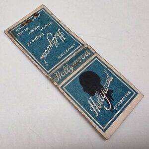 Vintage Hollywood Cigarettes Matchbook Blue & White Design French Text Collectib